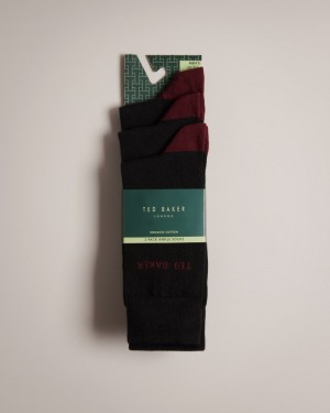 Black Men's Ted Baker Burgy Three Pack of Socks Socks Price In India | I2B-5442