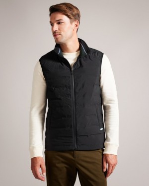 Black Men's Ted Baker Newwark Nylon Welded Gilet Price In India | S6U-1913