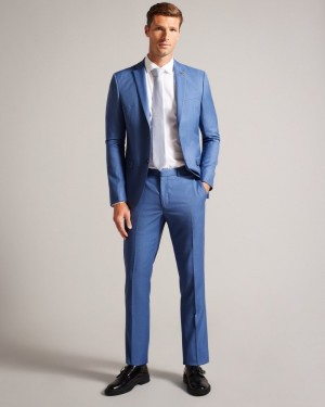 Blue Men's Ted Baker Dorsets Smoke Blue Pick Trouser Suits Price In India | I9Z-9300