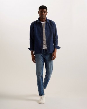 Blue Men's Ted Baker Veyle LS Denim Shirt Price In India | Q9D-5338