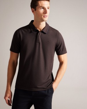 Brown / Chocolate Men's Ted Baker Aroue SS Regular Polo with Suede Trim Polo Shirt Price In India | N4P-0271