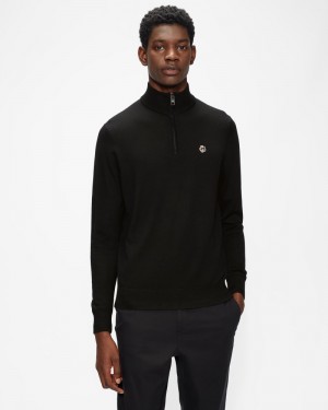 Charcoal Men's Ted Baker Tooting LS Core Half Zip Tops Price In India | S3O-6225