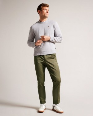 Dark Green Men's Ted Baker Luciant Slim Fit Twill Trousers Price In India | P8H-7239