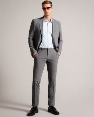 Grey Men's Ted Baker Extont Pow Check Suit Trousers Price In India | L9Q-8574