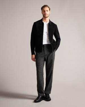 Grey Men's Ted Baker Lopus Wide Fit Wool Rich Trousers Price In India | M4F-2647