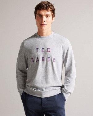 Grey Men's Ted Baker Sonics LS Regular Branded Sweat Sweaters Price In India | G4S-3382