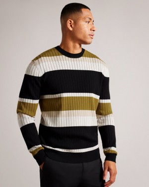 Natural Men's Ted Baker Array LS Regular Striped Crew Neck Sweaters Price In India | A8F-9918