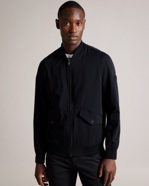 Navy Men's Ted Baker Albama Nylon Bomber Jacket Price In India | P7A-8153