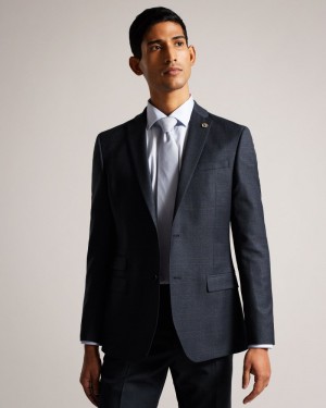 Navy Men's Ted Baker Cromjs Navy Choc Check Jacket Suits Price In India | F9S-7552