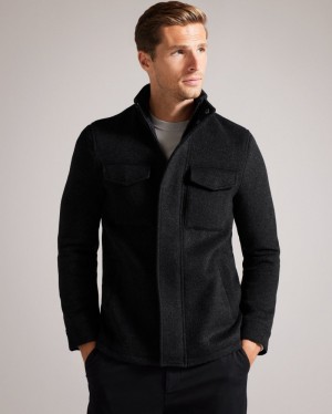 Navy Men's Ted Baker Knowl Funnel Neck Field Jacket Price In India | M4D-2080