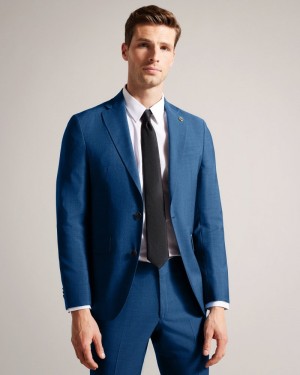 Navy Men's Ted Baker Siouxj Navy Sharkskin Jacket Suits Price In India | W7E-3243