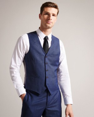 Navy Men's Ted Baker Upsalaw Navy Mix Waistcoat Suits Price In India | T7N-0215