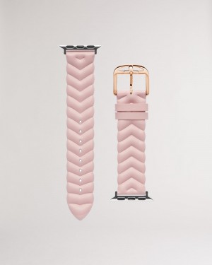 Pink Women's Ted Baker Chellia Chevron Apple Watch Strap Watches Price In India | Q2X-8492