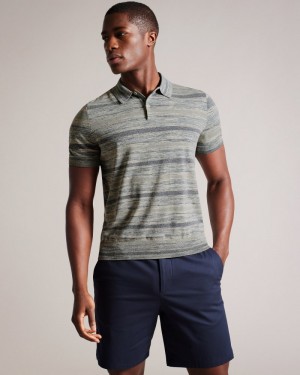 Stone Men's Ted Baker Mauda SS Ombre Knitted Polo Shirt Price In India | A6L-0976