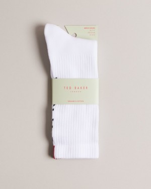 White Men's Ted Baker Redhot Branded Sports Sock Price In India | M5J-7303