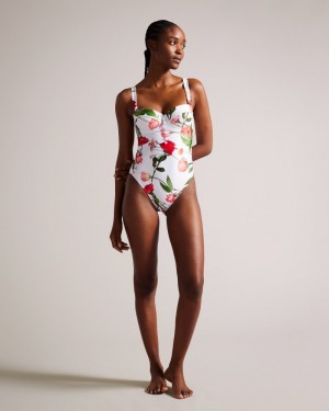 White Women's Ted Baker Laranaa Cupped Swimsuit Price In India | N0J-9985