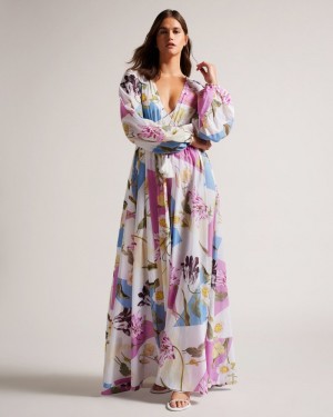 White Women's Ted Baker Rozlyn Floaty Maxi Cover Up Dress Price In India | P7I-6748