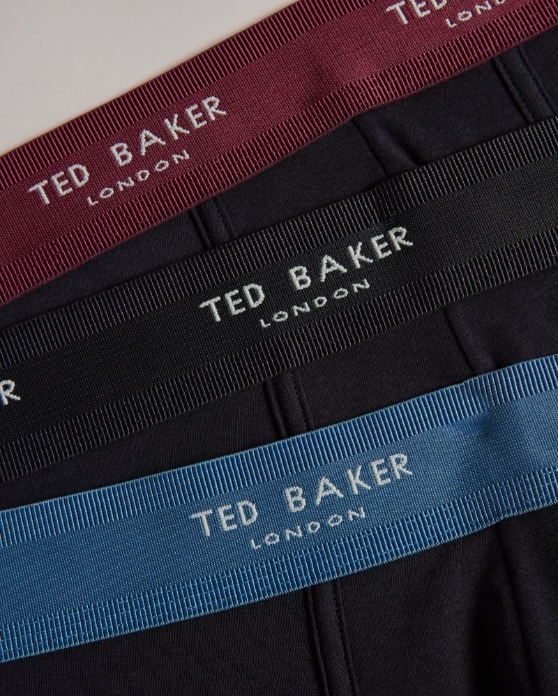 Black Men's Ted Baker Bernado 3 Pack Trunks Price In India | H0L-7495