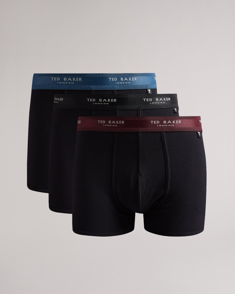 Black Men's Ted Baker Bernado 3 Pack Trunks Price In India | H0L-7495