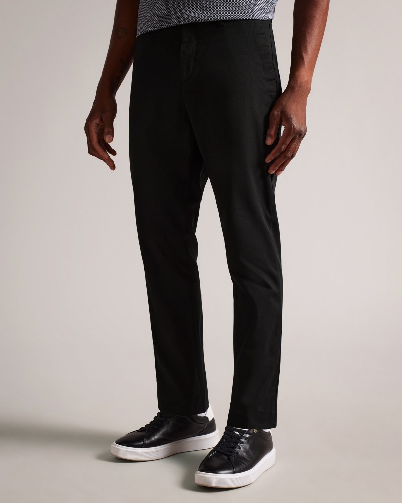 Black Men's Ted Baker Genbee Casual Relaxed Chinos Price In India | W7O-7279