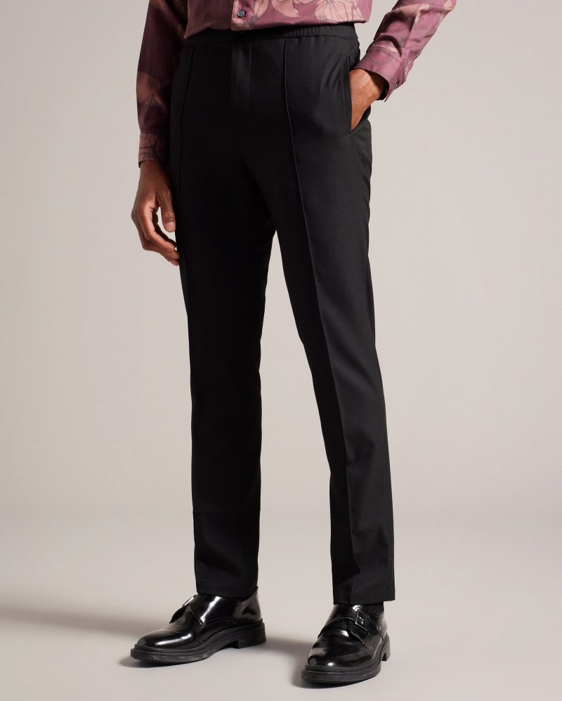 Black Men's Ted Baker Giggs Irvine Fit Trouser with Drawcord Pants Price In India | Q2M-8769