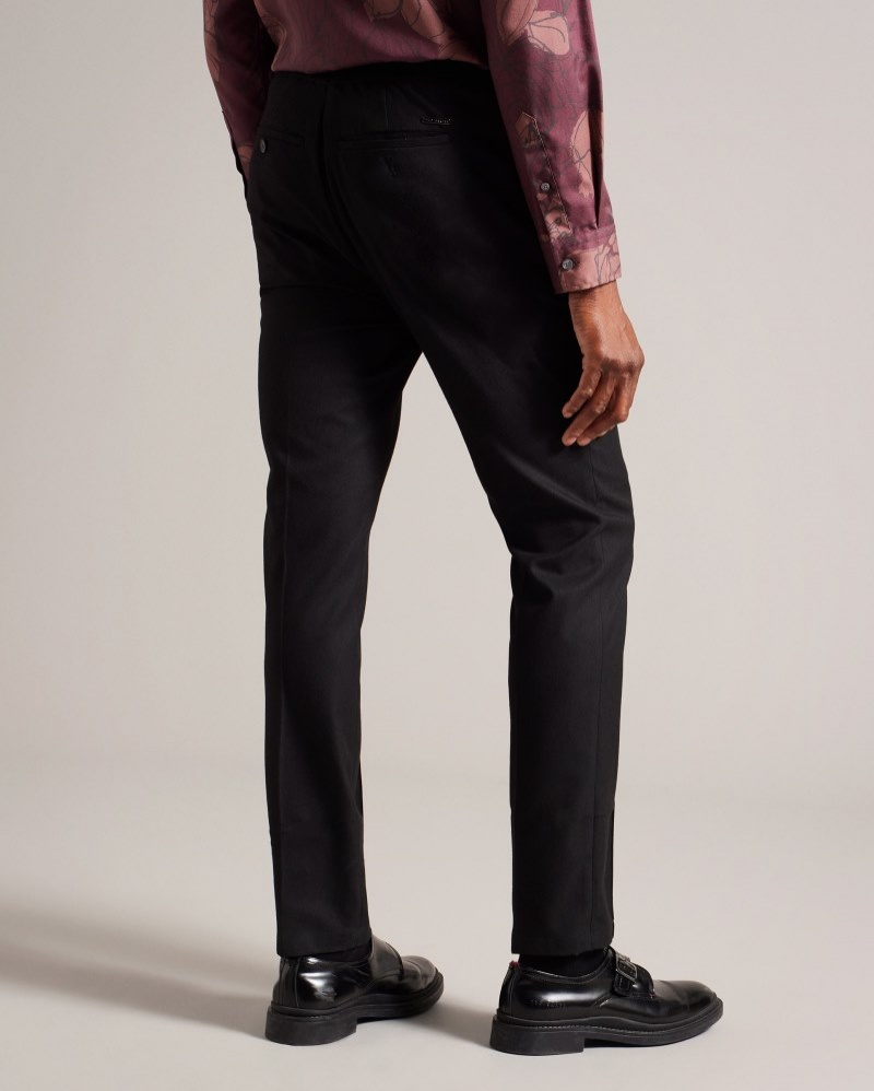 Black Men's Ted Baker Giggs Irvine Fit Trouser with Drawcord Pants Price In India | Q2M-8769