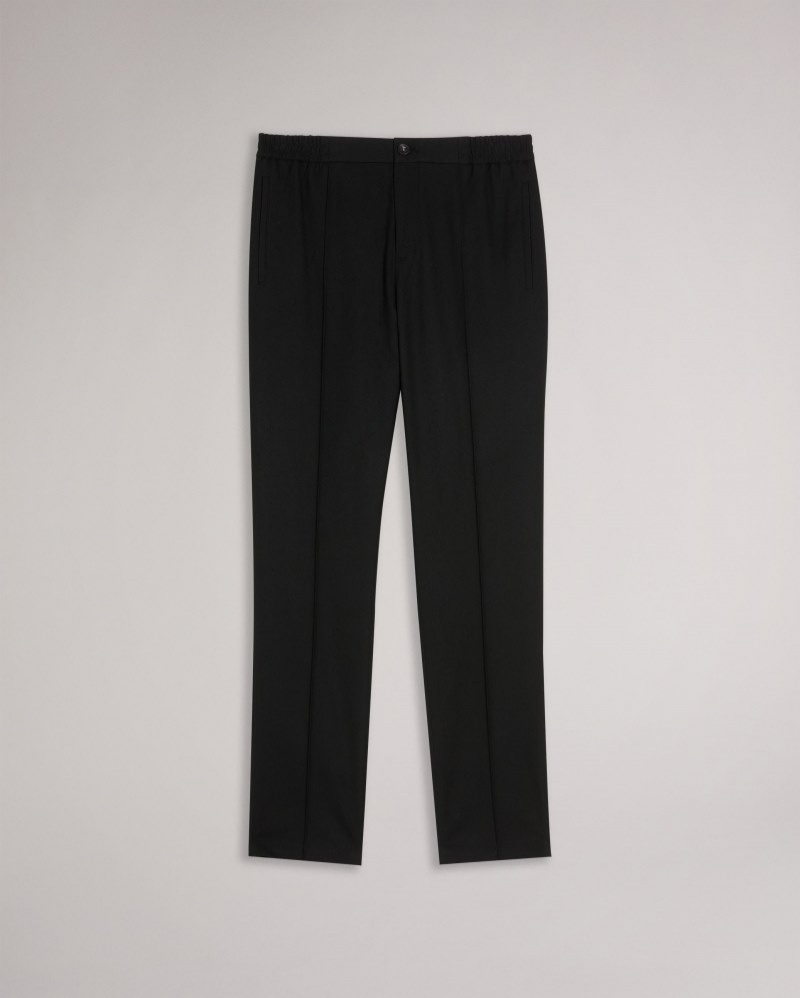 Black Men's Ted Baker Giggs Irvine Fit Trouser with Drawcord Pants Price In India | Q2M-8769