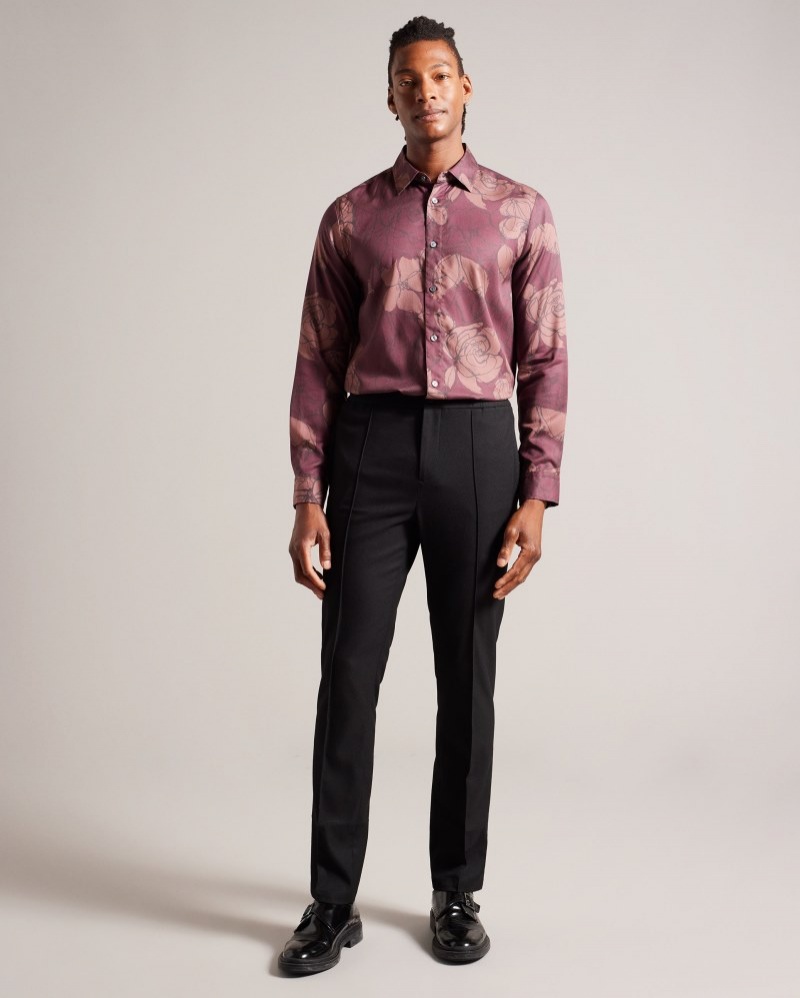 Black Men\'s Ted Baker Giggs Irvine Fit Trouser with Drawcord Pants Price In India | Q2M-8769