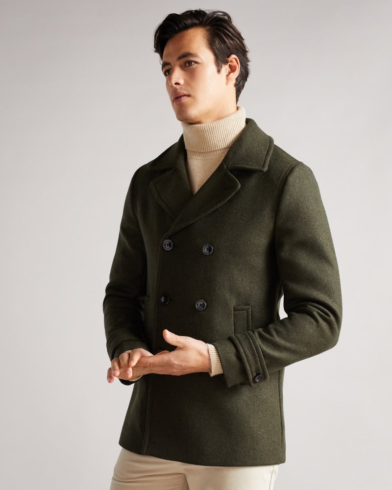 Black Men's Ted Baker Grilldd Wool Peacoat Price In India | M5C-2323