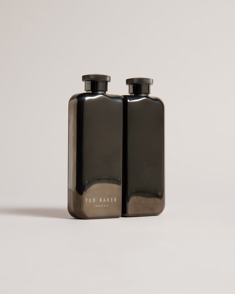 Black Men's Ted Baker Jaason Croc Effect Double Hip Flask Price In India | G0A-4096