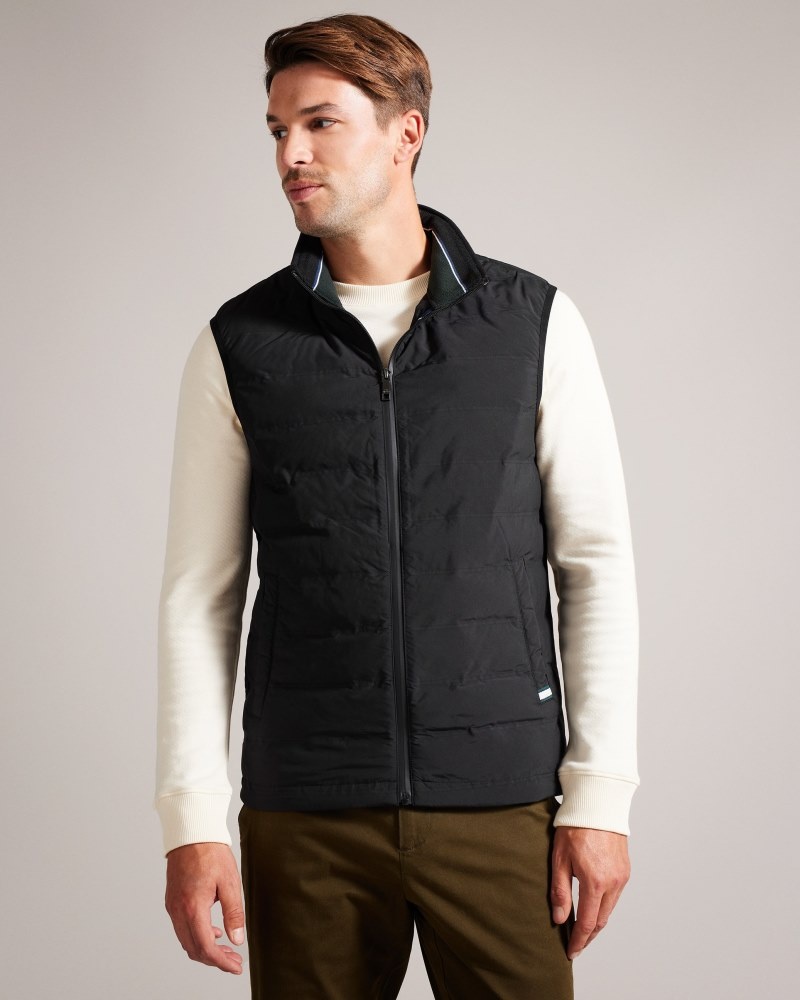 Black Men\'s Ted Baker Newwark Nylon Welded Gilet Price In India | S6U-1913