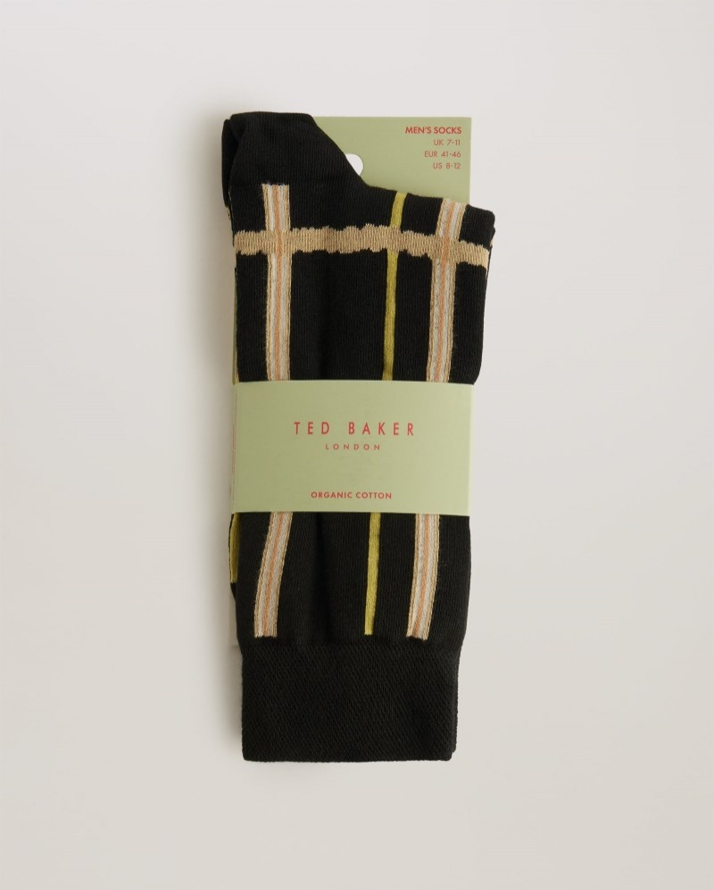 Black Men\'s Ted Baker Sokkate Check Sock Price In India | J2Z-6112