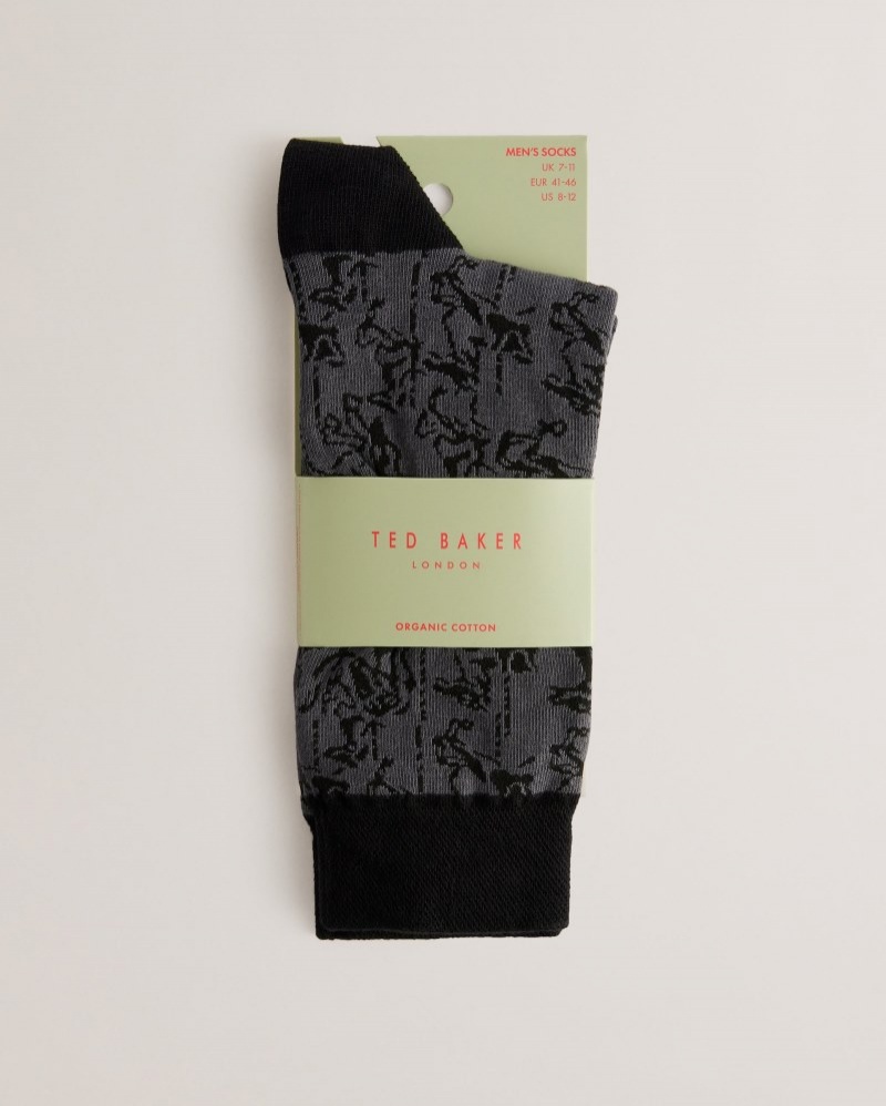 Black Men\'s Ted Baker Sokkelv Horse Pattern Sock Price In India | Z7B-5961