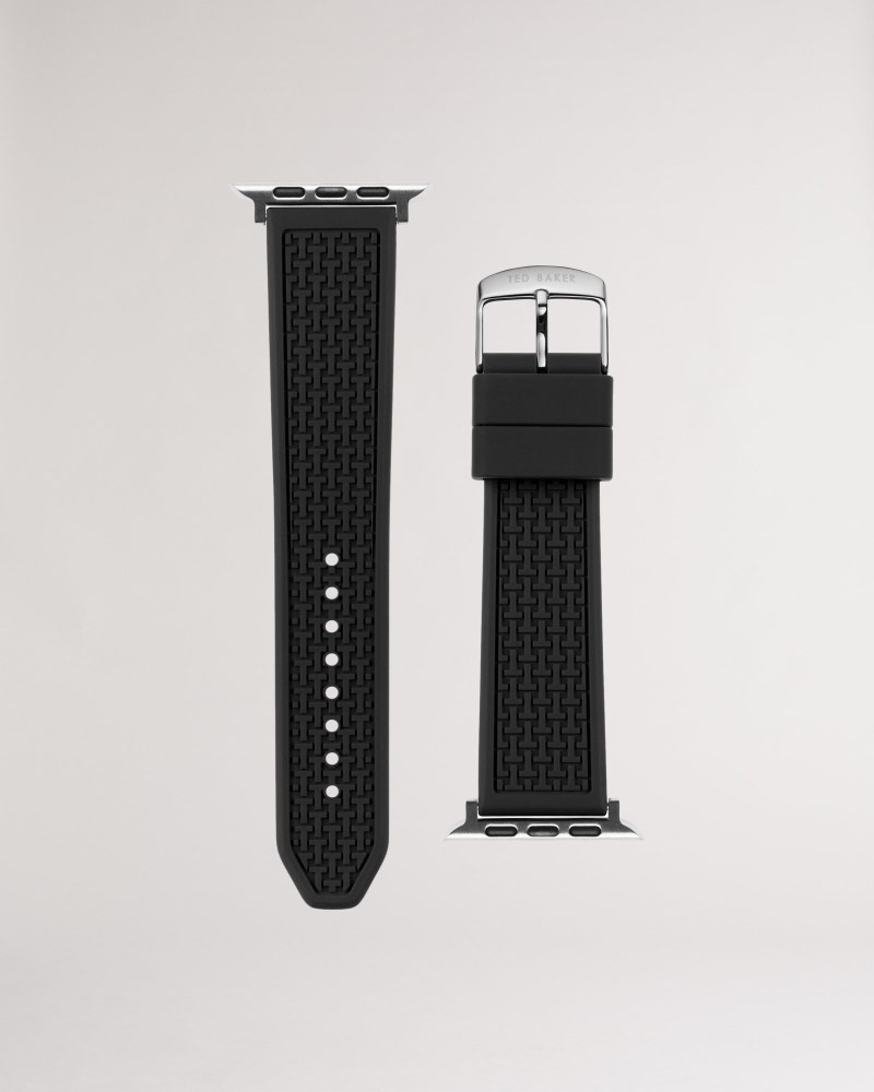 Black Men\'s Ted Baker Stropus Silicone Apple Watch Strap Watches Price In India | H8Y-3229