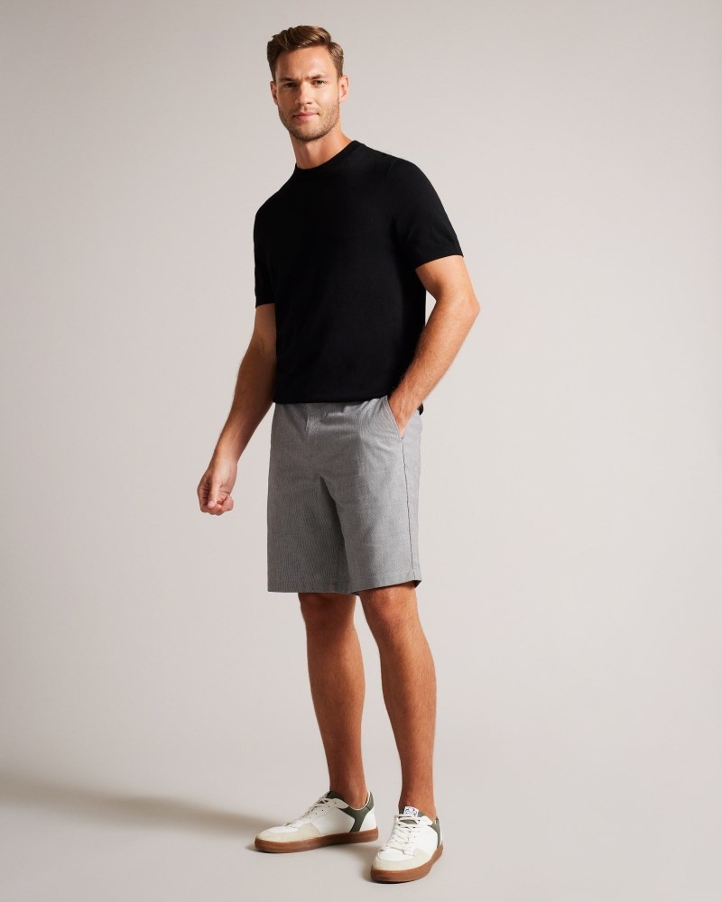 Black Men\'s Ted Baker Tura Regular Fit Dogtooth Short Price In India | M9Z-0750