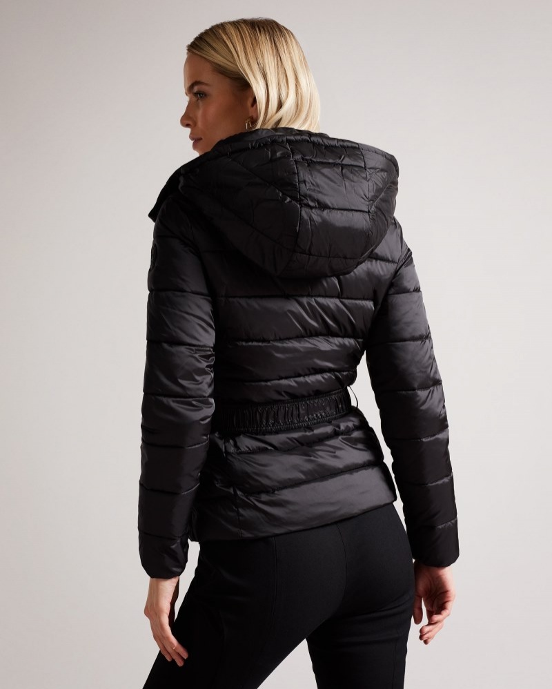 Black Women's Ted Baker Abbiiee Short Padded Jacket Price In India | R4J-4185