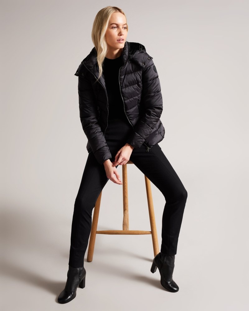 Black Women\'s Ted Baker Abbiiee Short Padded Jacket Price In India | R4J-4185