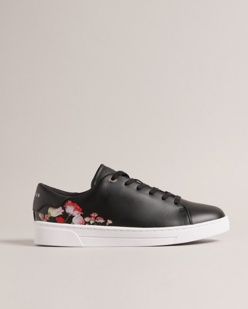 Black Women\'s Ted Baker Arlita Floral Printed Cupsole Trainer Price In India | X1D-7040