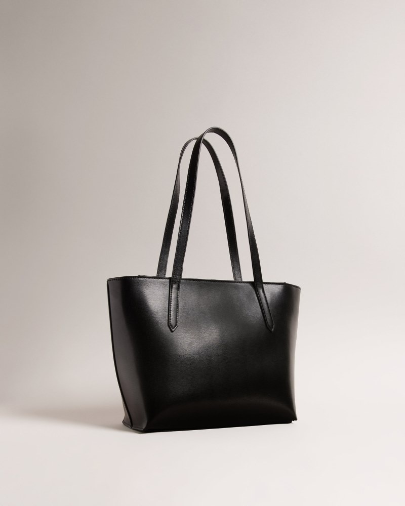 Black Women's Ted Baker Beanne Bow Detail Leather shopper Price In India | H3F-5722