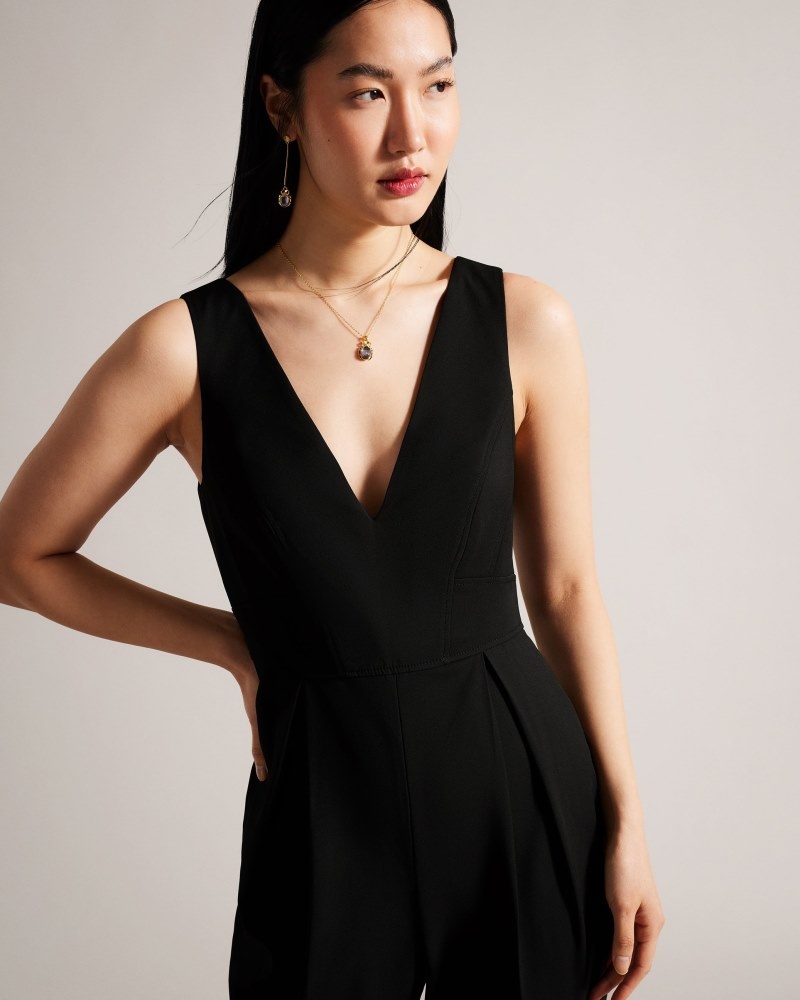 Black Women's Ted Baker Bettsee Tailored Sleeveless Jumpsuit Price In India | Y0Z-7823