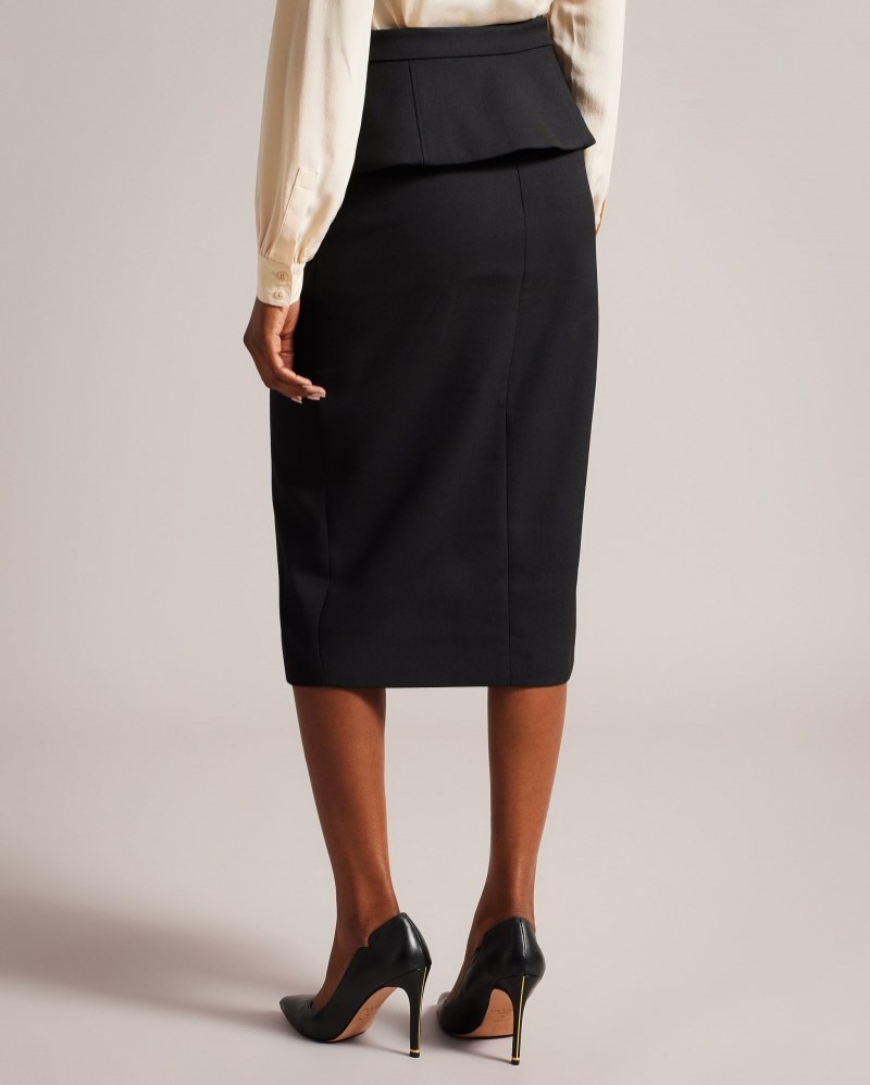 Black Women's Ted Baker Floreei Slimline Midi Skirt Price In India | V4Q-5723