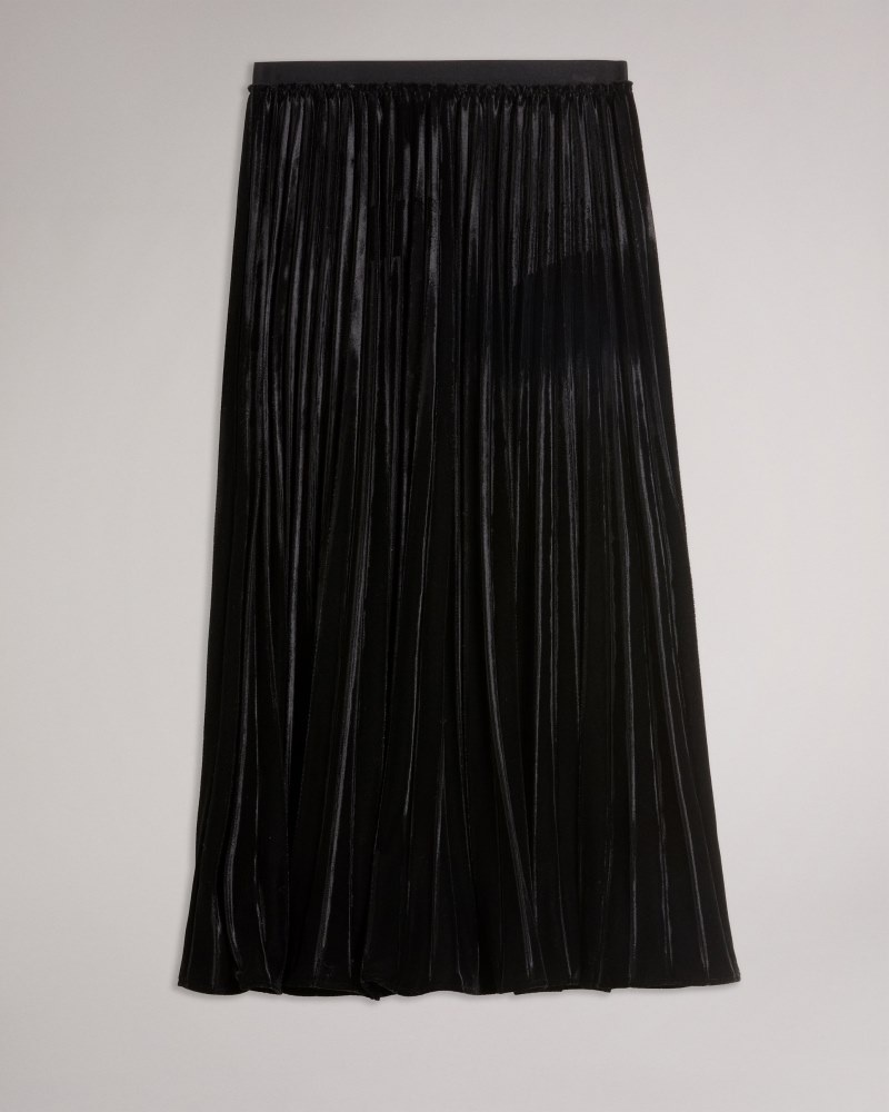 Black Women's Ted Baker Gjill Pleated Skirt with Elasticated WaisTBand Skirts Price In India | S1E-6399