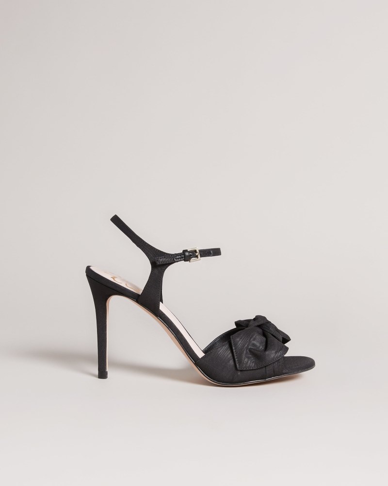 Black Women\'s Ted Baker Heevia Moire Satin Bow 90mm Heeled Sandals Price In India | M6R-0338