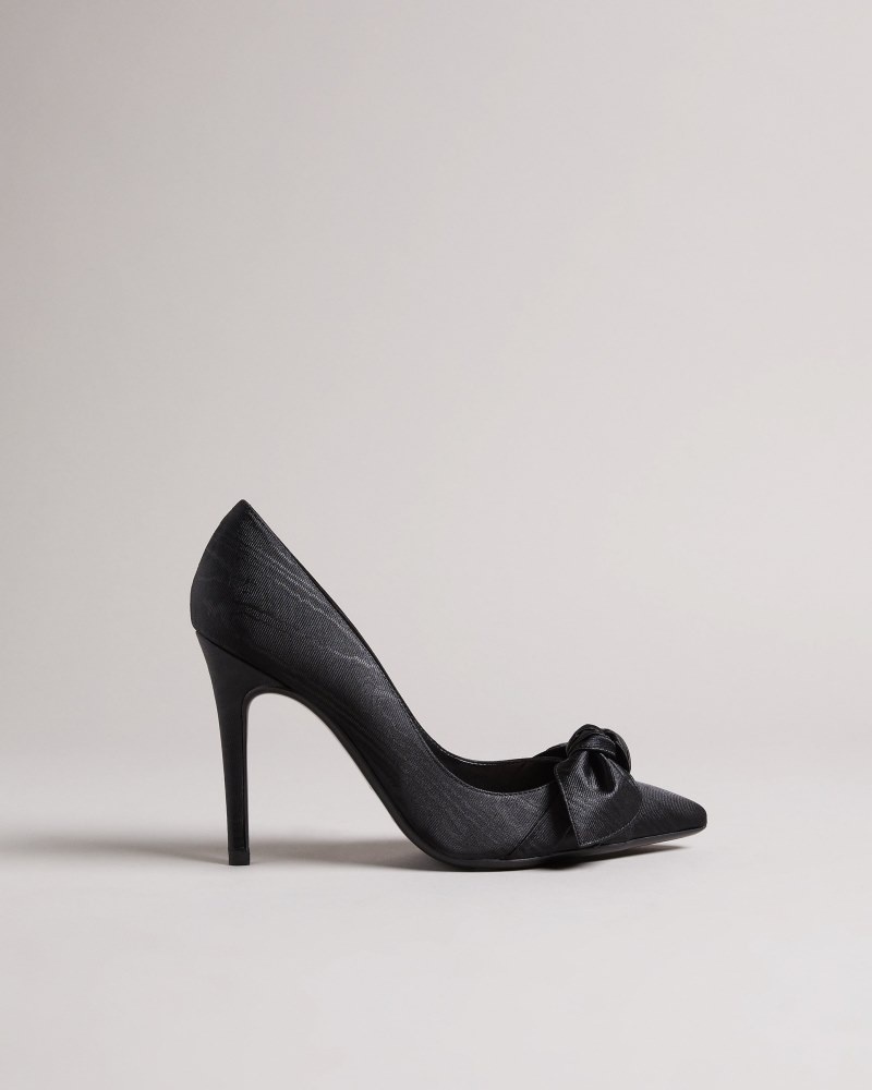 Black Women's Ted Baker Hyana Moire Satin Bow 100mm Court Shoe Price In India | Q6C-8906