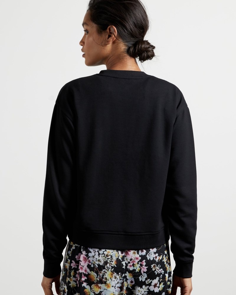 Black Women's Ted Baker Lorito Ted Baker Branded Sweat Sweaters Price In India | X5M-1209