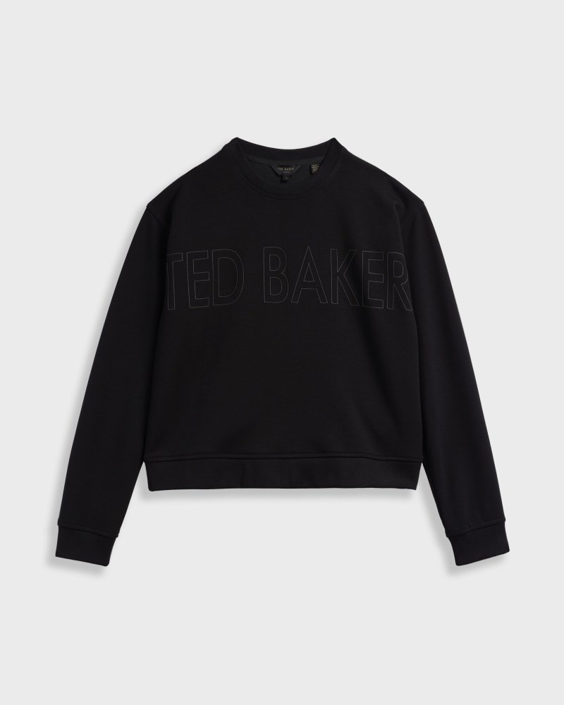 Black Women's Ted Baker Lorito Ted Baker Branded Sweat Sweaters Price In India | X5M-1209