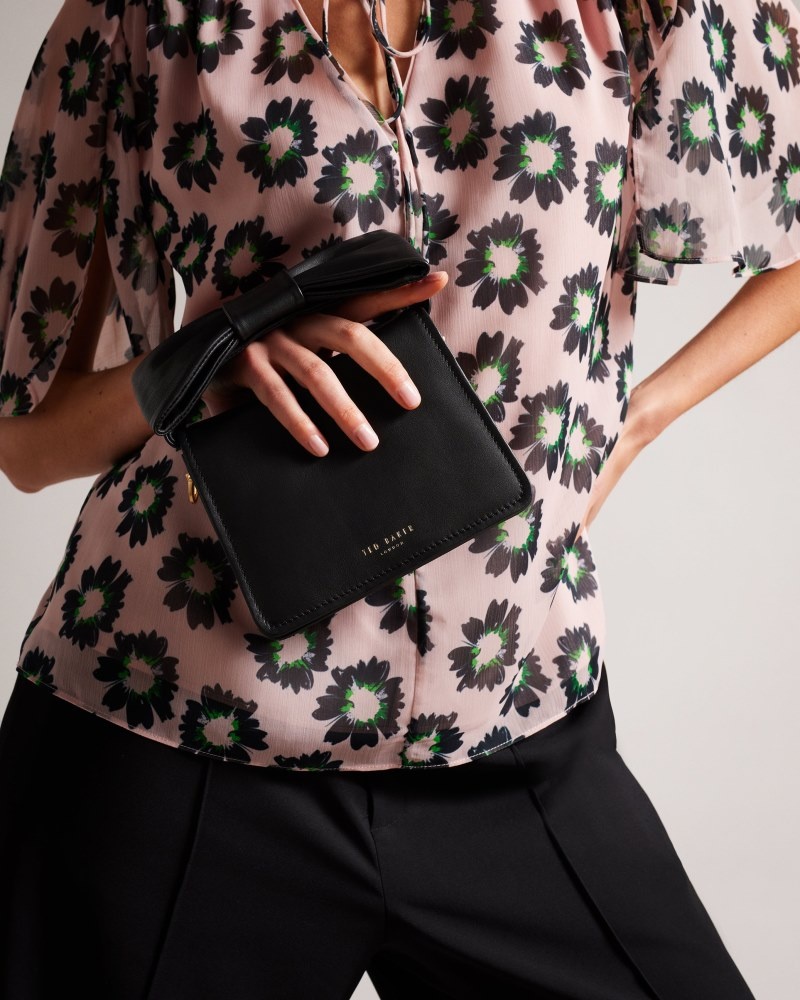 Black Women's Ted Baker Niasina Bow Detail Mini Cross Body Bag Price In India | Y4E-3981