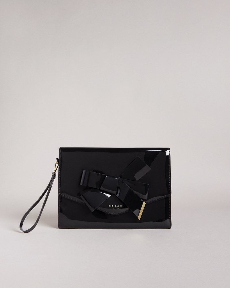 Black Women\'s Ted Baker Nikkey Knot Bow Envelope Price In India | X0E-0461