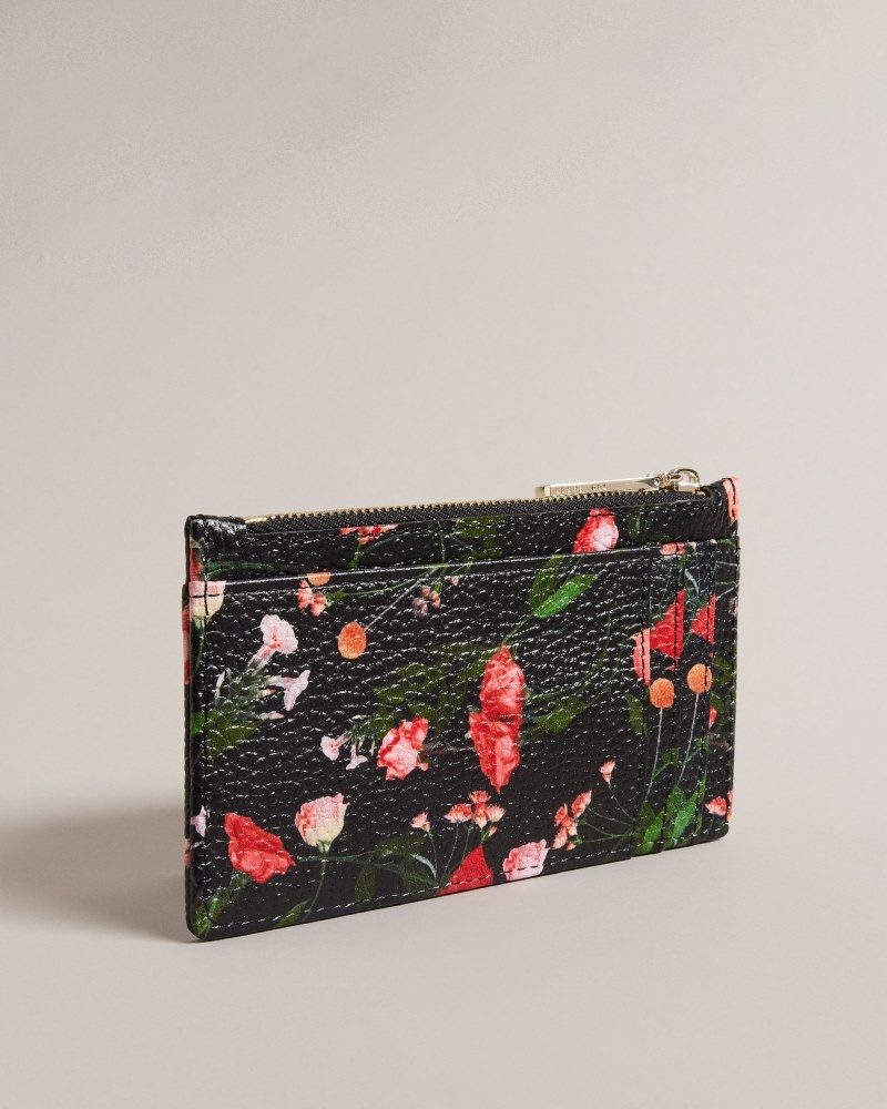 Black Women's Ted Baker Otily Floral Printed Card Holder Price In India | D0R-8456