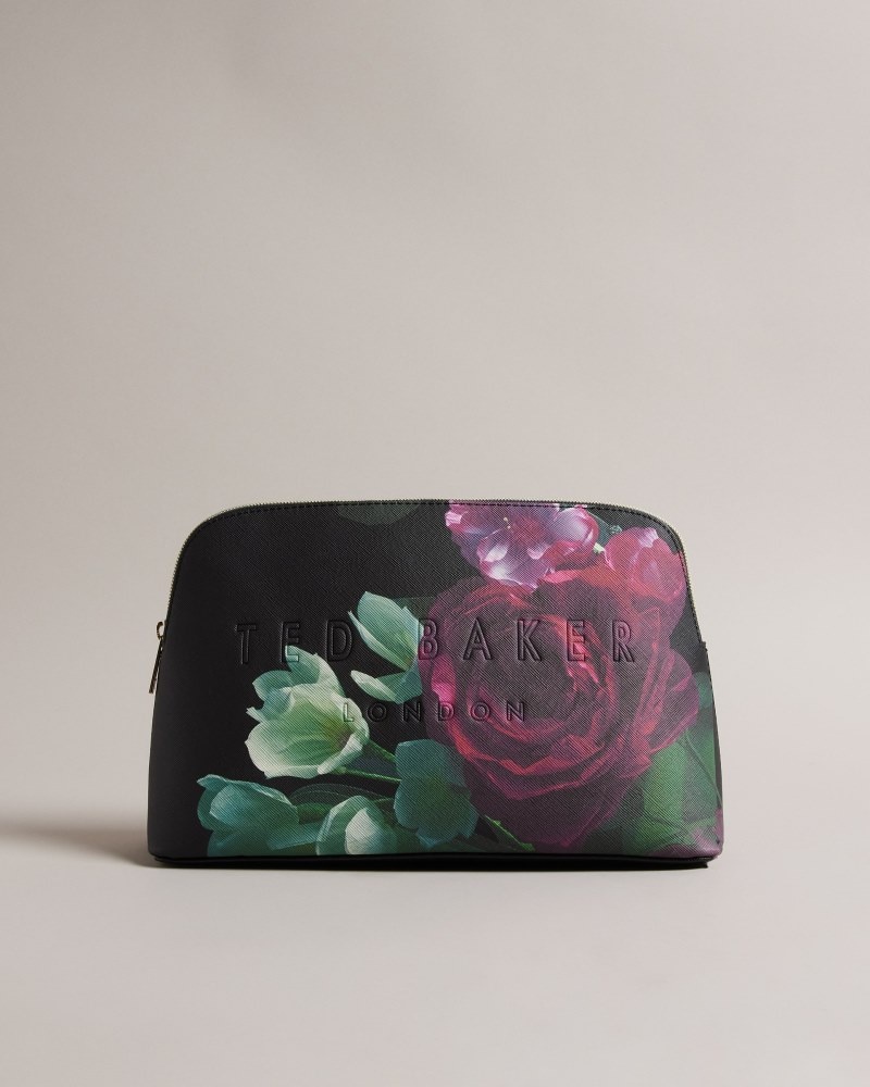 Black Women\'s Ted Baker Papiee Floral Printed Washbag Price In India | Q1F-1655